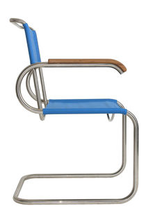 silla de diseño Bauhaus / con reposabrazos / de tela / de cuero