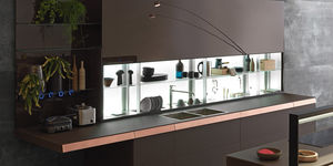 estantería moderna / de vidrio / para cocina / con luz