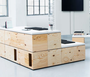 caja de almacenamiento de madera / con tapa
