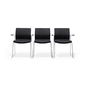 silla de conferencia tapizada / con reposabrazos / apilable / patín
