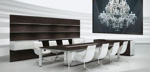 mesa de conferencia moderna / de madera / de aluminio / rectangular