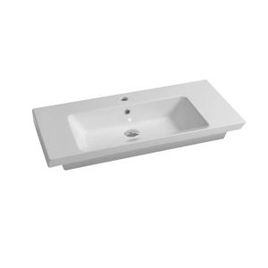 lavabo sobre encimera / rectangular / de cerámica / moderno