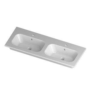 lavabo doble / encastrable / rectangular / de cerámica