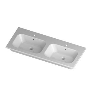 lavabo doble / encastrable / rectangular / de cerámica