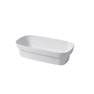 lavabo semiencastrado / rectangular / de cerámica / moderno