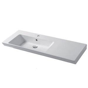 lavabo suspendido / rectangular / de cerámica / moderno