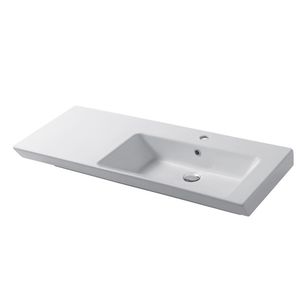 lavabo sobre encimera / rectangular / de cerámica / moderno