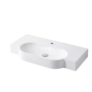 lavabo suspendido / rectangular / de cerámica / moderno