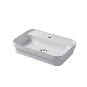 lavabo semiencastrado / rectangular / de cerámica / moderno