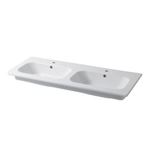lavabo doble / encastrable / rectangular / de cerámica