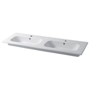 lavabo doble / encastrable / rectangular / de cerámica