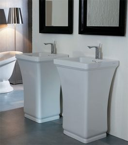 lavabo de pie / rectangular / de cerámica / moderno