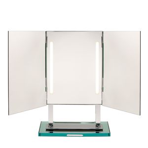 espejo para baño de sobremesa / con luz / de diseño original / rectangular