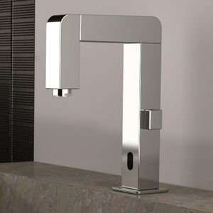 grifo monomando para lavabo / de latón cromado / electrónico / con temporizador
