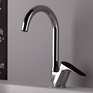 grifo monomando de latón cromado / para cocina / con 1 orificio / con caño giratorio