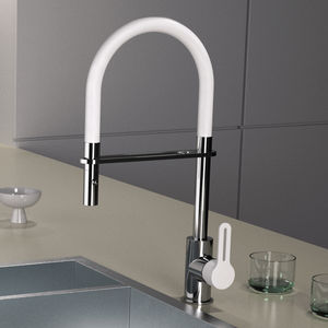 grifo monomando de latón cromado / para cocina / con 1 orificio