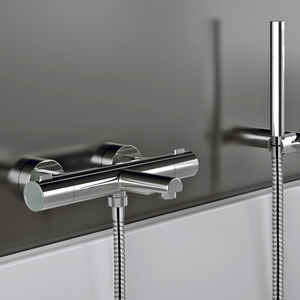 grifo monomando para bañera / de pared / de metal cromado / termostático