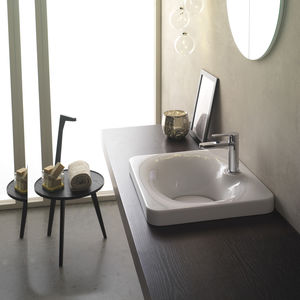 lavabo encastrable / rectangular / de cerámica / moderno