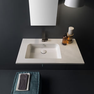 lavabo suspendido / rectangular / de cerámica / moderno