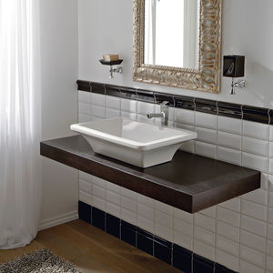 lavabo sobre encimera / rectangular / de cerámica / moderno