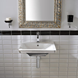 lavabo suspendido / rectangular / de cerámica / moderno