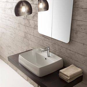 lavabo encastrable / rectangular / de cerámica / moderno