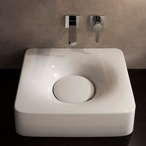 lavabo sobre encimera / cuadrado / de cerámica / moderno
