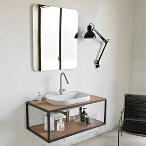 lavabo encastrable / rectangular / de cerámica / moderno