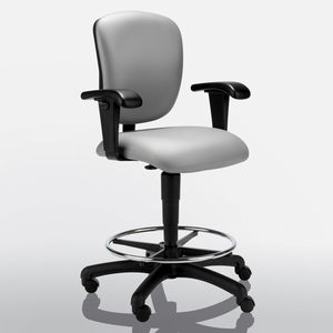 taburete de oficina de tejido / de cuero / para el sector servicios / con ruedas