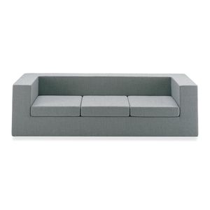 sofá moderno / de cuero / de tejido / 3 plazas