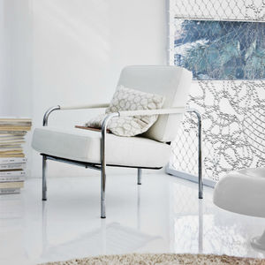 sillón moderno / de tejido / de cuero / de acero