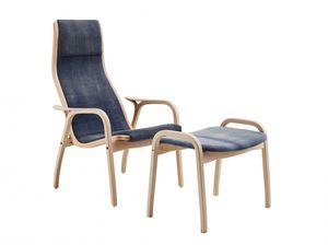 sillón de diseño escandinavo / de haya / de roble / de tela