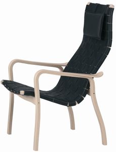 sillón de diseño escandinavo / de haya / de roble / de cuero