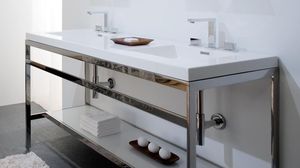 mueble de lavabo doble / de pie / de metal / moderno