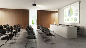 mesa de conferencia moderna / de madera lacada / rectangular / para edificio público