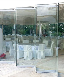tabique plegable / acristalado / de uso profesional / sin soportes verticales