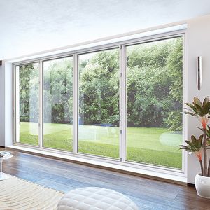 ventanal corredero apilable / plegable / de aluminio / con vidrio doble