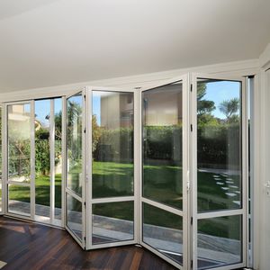 ventanal corredero apilable / plegable / de aluminio / con vidrio doble