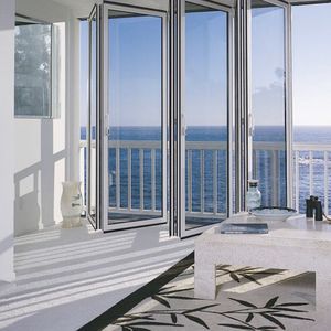 ventanal corredero apilable / de aluminio / con vidrio doble / de corte térmico