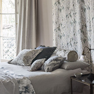 tela de tapicería / para cortinas / de flores / de lino