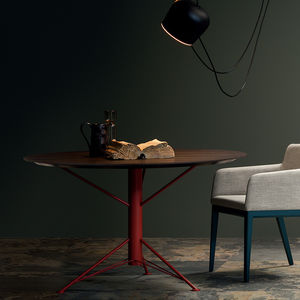 mesa moderna / de madera lacada / de olmo / redonda