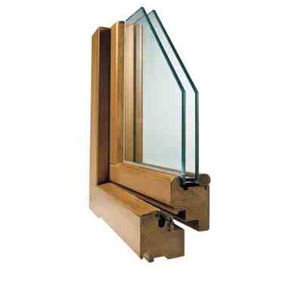 ventana abatible / de madera / con vidrio doble