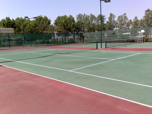 pavimento de resina acrílica / para campo deportivo / de efecto dimensional / para exterior