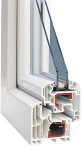 ventana abatible / de PVC / con vidrio doble
