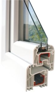 ventana abatible / de PVC / con vidrio doble / de corte térmico