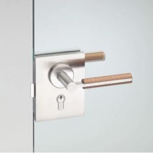 manilla para puerta / de metal / moderna / con cerradura integrada