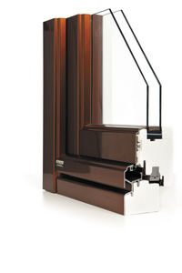 ventana corredera / de madera / de aluminio / con vidrio doble