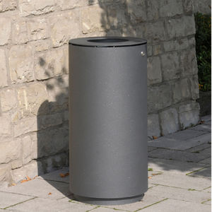 cubo de basura público / de acero inoxidable / con cenicero integrado / moderno