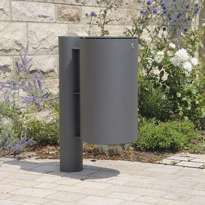 cubo de basura público / de acero inoxidable / con cenicero integrado / moderno