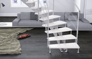 escalera helicoidal / estructura de metal / con peldaños de madera / sin contrahuellas